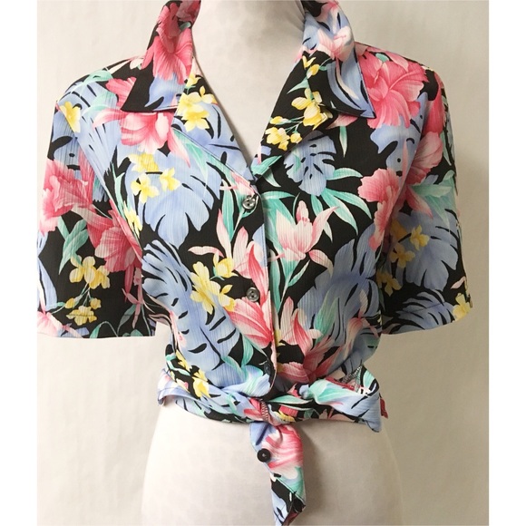 Vintage Tops - Pink & Black Vintage Top Size 14P